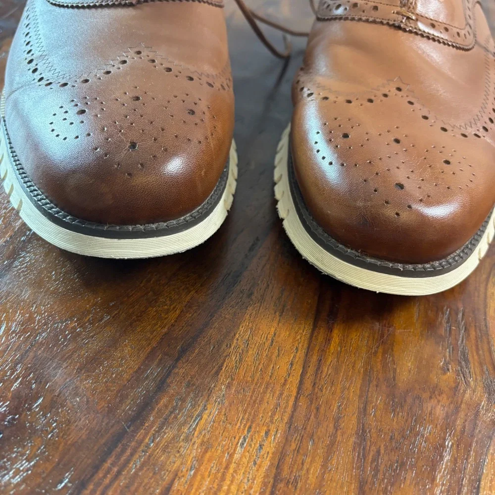 Cole Haan Zerogrand Wingtip Oxford Mens 14M British Tan Leather C39602 Shoes